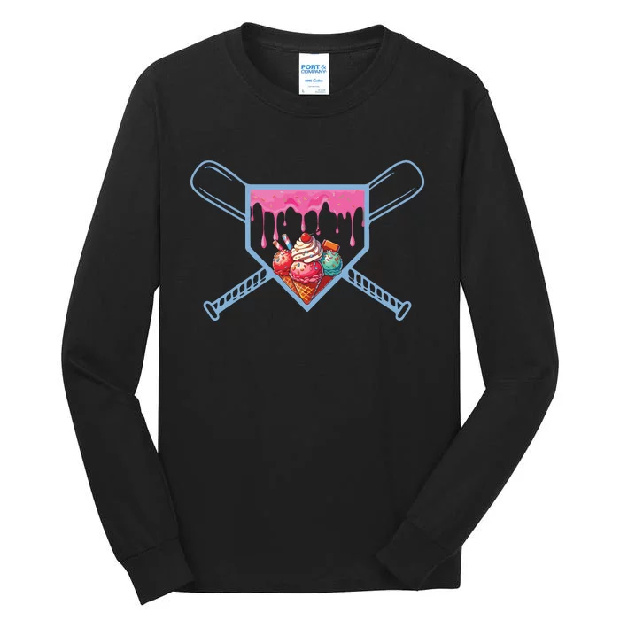 Baseball Home Social Club For Boy Ice Cream Drip Tall Long Sleeve T-Shirt