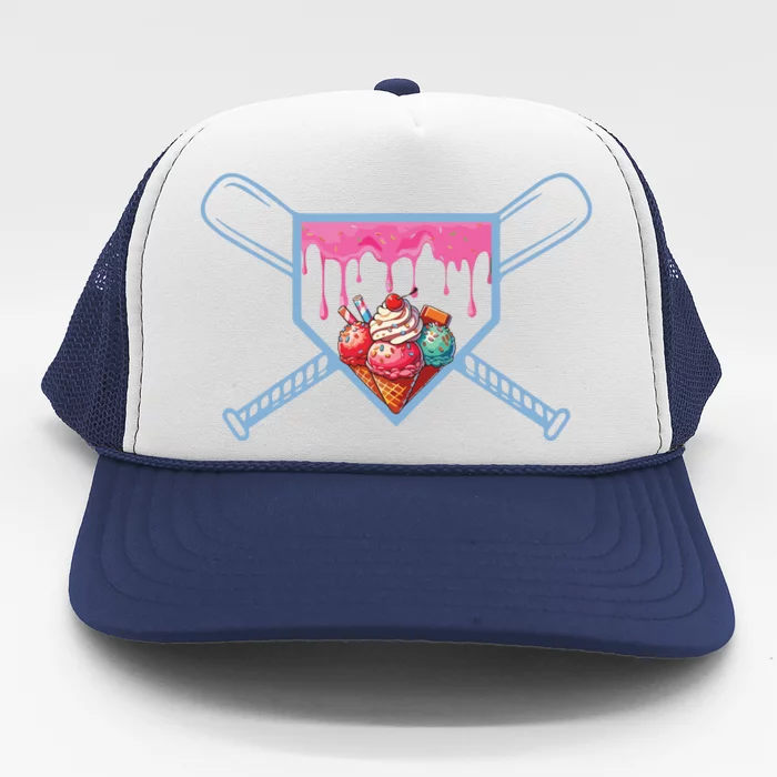 Baseball Home Social Club For Boy Ice Cream Drip Trucker Hat