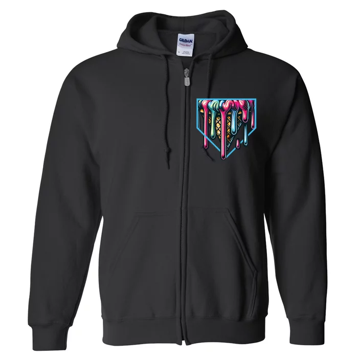 Baseball Home Social Club For Boy Ice Cream Drip Full Zip Hoodie