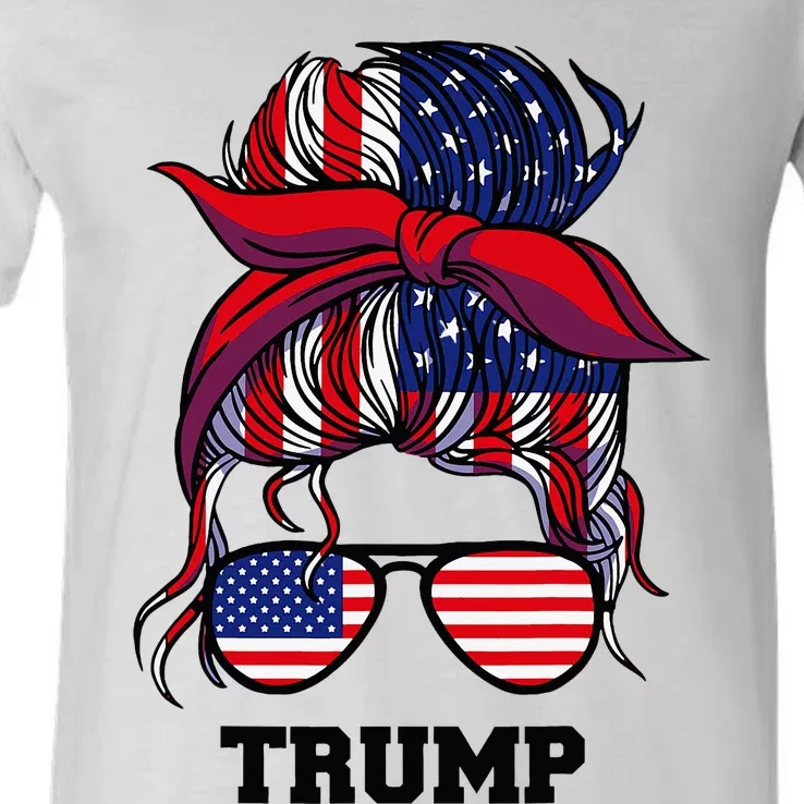 Bandana Headscarf Sunglasses Trump V-Neck T-Shirt