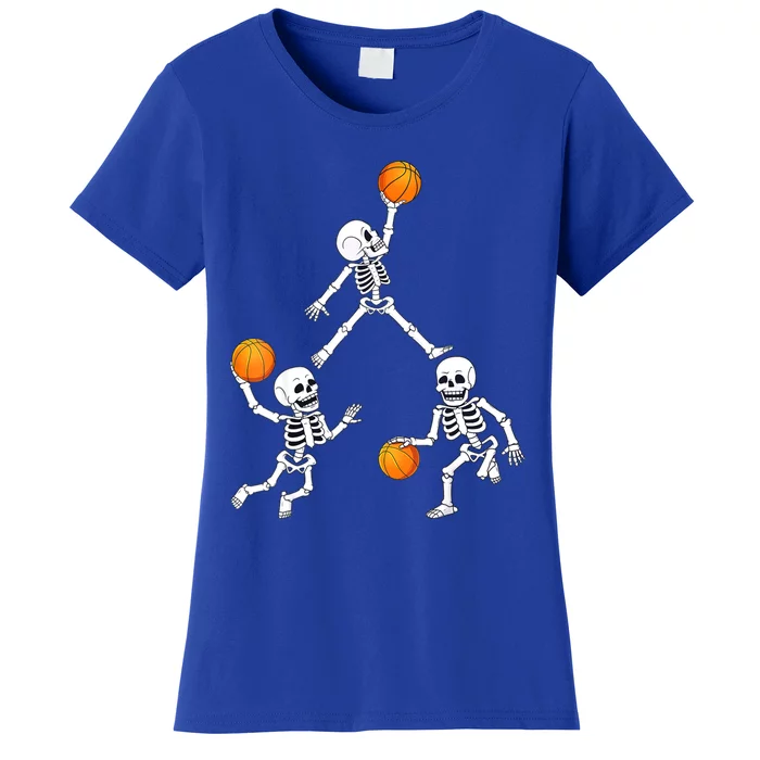 Basketball Halloween Skeleton Dunking Dribble Boys Teen Women's T-Shirt