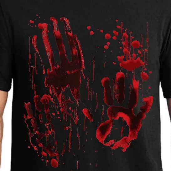 Bloody Hand Splatters Red Blood Handprints Halloween Graphic Pajama Set