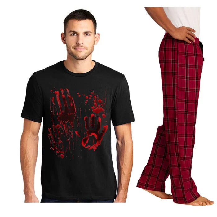 Bloody Hand Splatters Red Blood Handprints Halloween Graphic Pajama Set