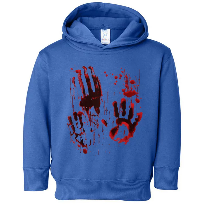 Bloody Hand Splatters Red Blood Handprints Halloween Graphic Toddler Hoodie