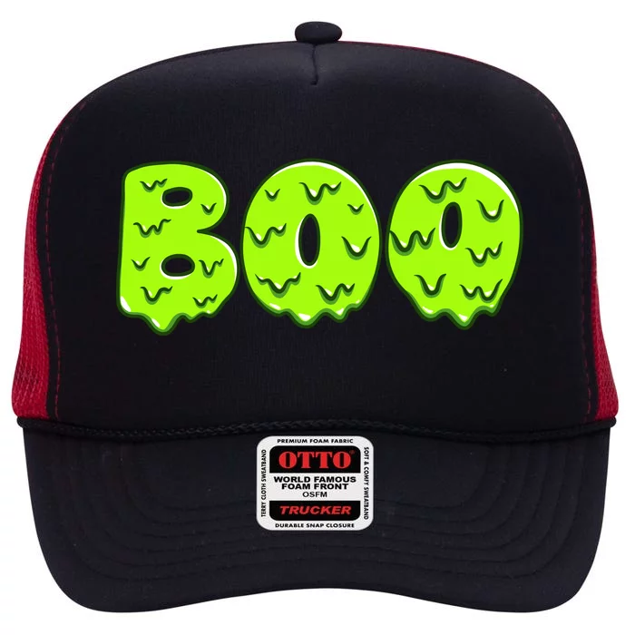 Boo Halloween Slime High Crown Mesh Trucker Hat