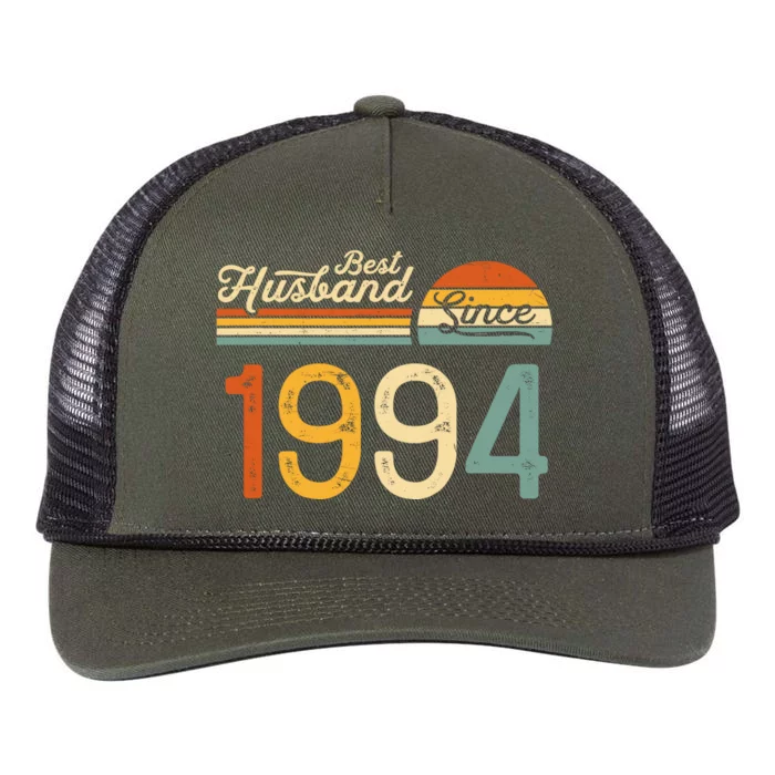 Best Husband Since 1994 Retro 30th Wedding Anniversary Retro Rope Trucker Hat Cap