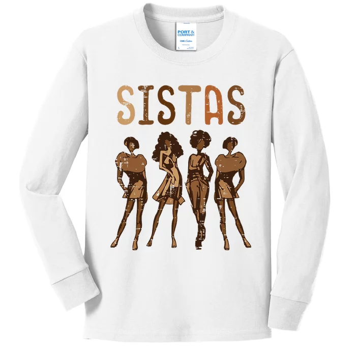 Black History Sistas Melanin Pride African American Kids Long Sleeve Shirt