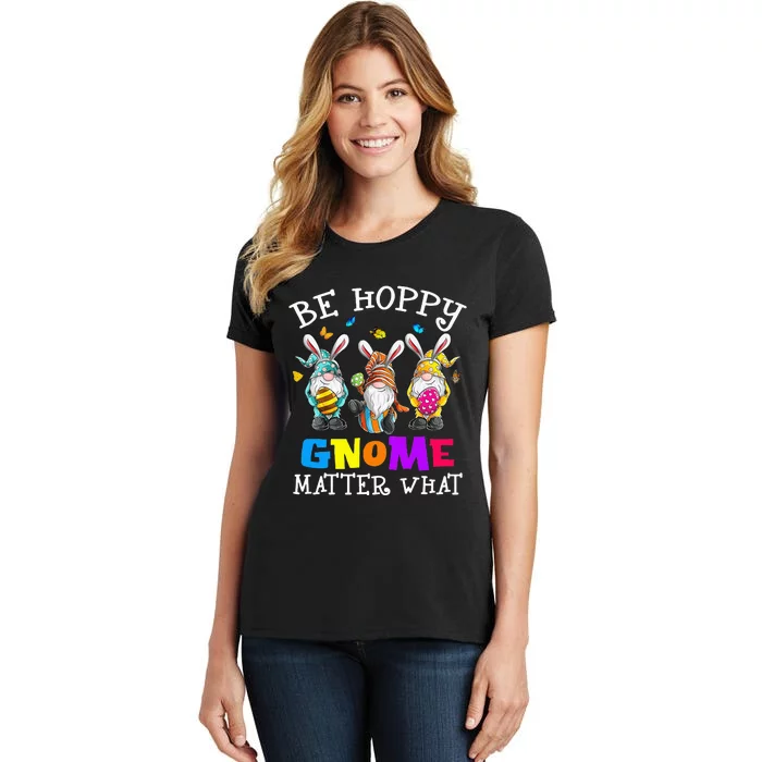 Be Hoppy Spring gnome Easter Bunny Pun egg Women's T-Shirt