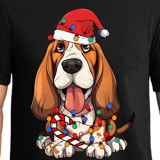 Basset Hound Santa Christmas Lights Dog Lover Xmas Pajama Pajama Set