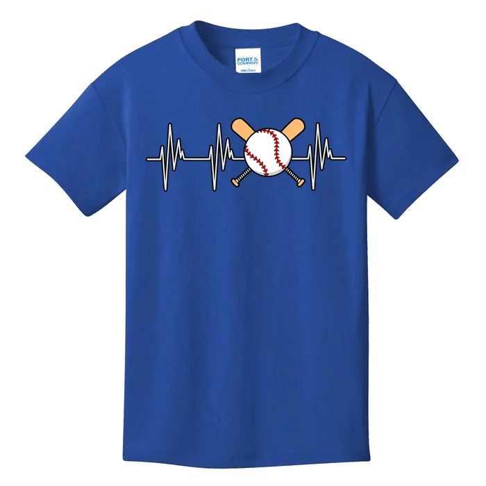 Baseball Heartbeat Sports Player Lover Coach Graphic Gift Kids T-Shirt