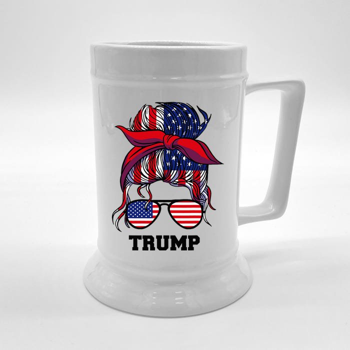 Bandana Headscarf Sunglasses Girl Trump Front & Back Beer Stein