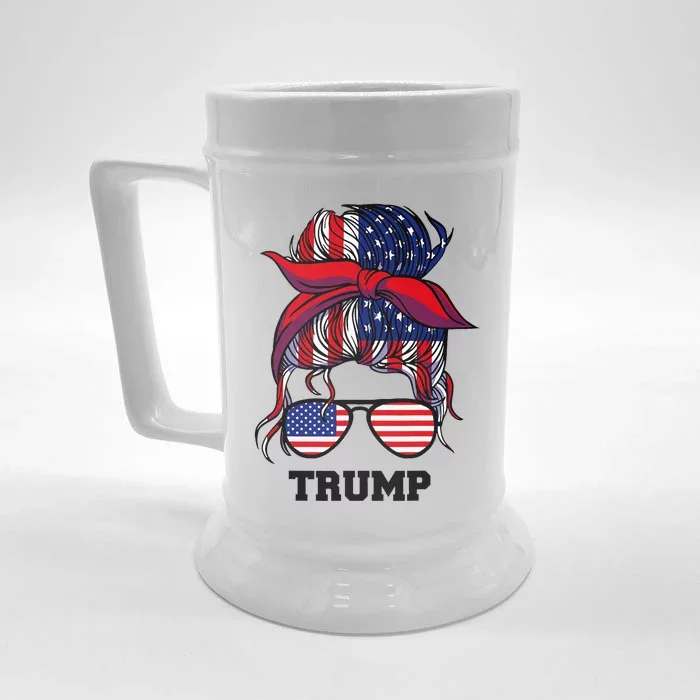 Bandana Headscarf Sunglasses Girl Trump Front & Back Beer Stein