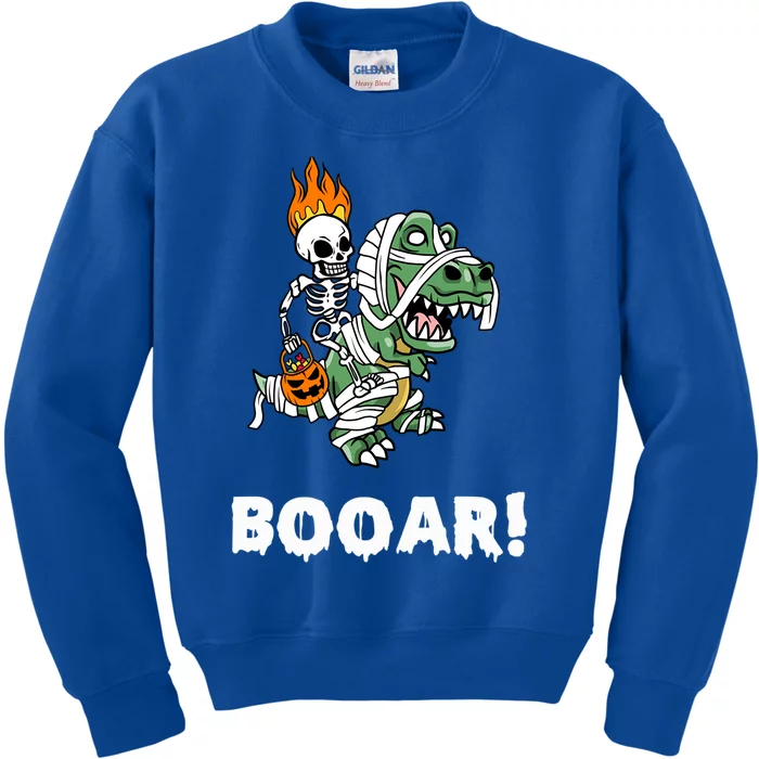 Booar Halloween Skeleton Dino TRex Halloween Dinosaur Gift Kids Sweatshirt