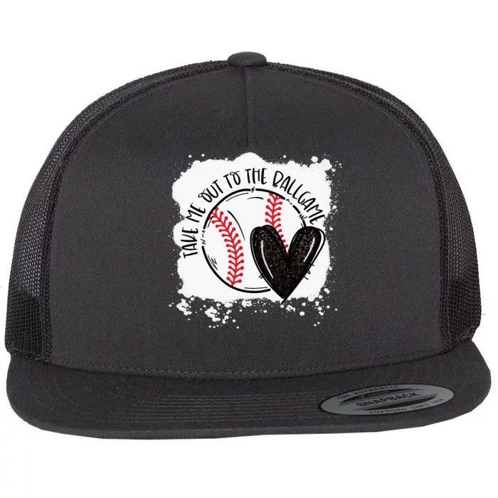 Ball Heart Take Me Out To Ball Game Ball Season .Png Flat Bill Trucker Hat