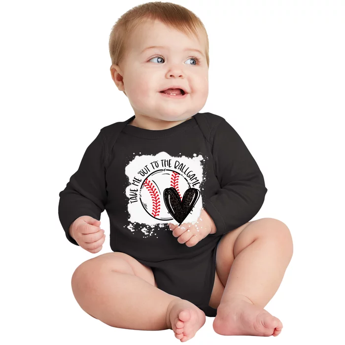 Ball Heart Take Me Out To Ball Game Ball Season .Png Baby Long Sleeve Bodysuit