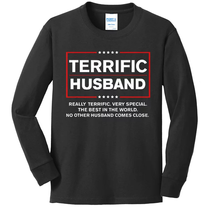 Best Husband Trump 2024 Terrific Husband Funny Trump Kids Long Sleeve Shirt