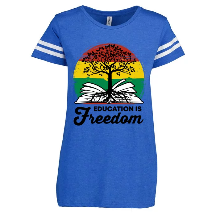 Black History Teacher Education Is Freedom Bhm African Pride Funny Gift Enza Ladies Jersey Football T-Shirt