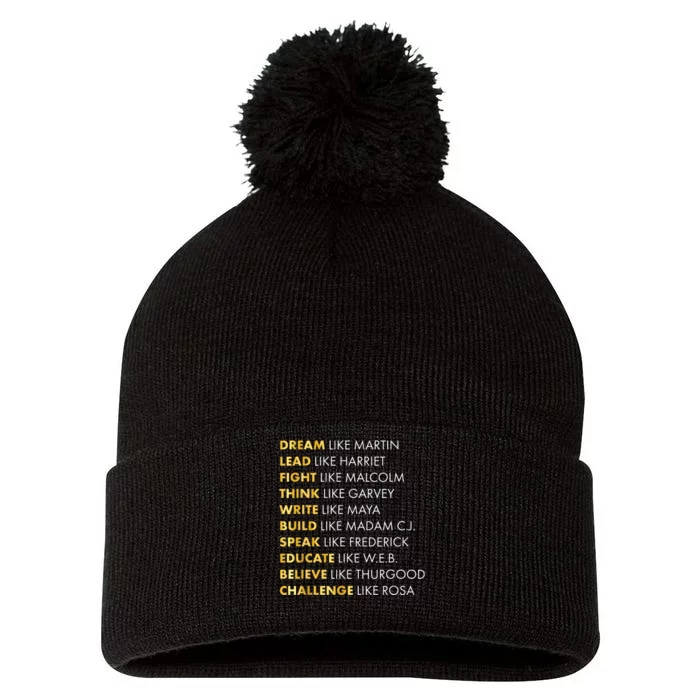 Black History T Dream Like Martin T Pom Pom 12in Knit Beanie