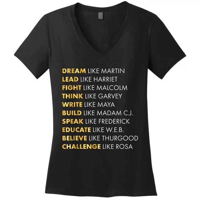 Black History T Dream Like Martin T Women's V-Neck T-Shirt