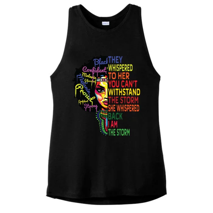 Black History T For Women I Am The Storm Juneteenth Ladies Tri-Blend Wicking Tank