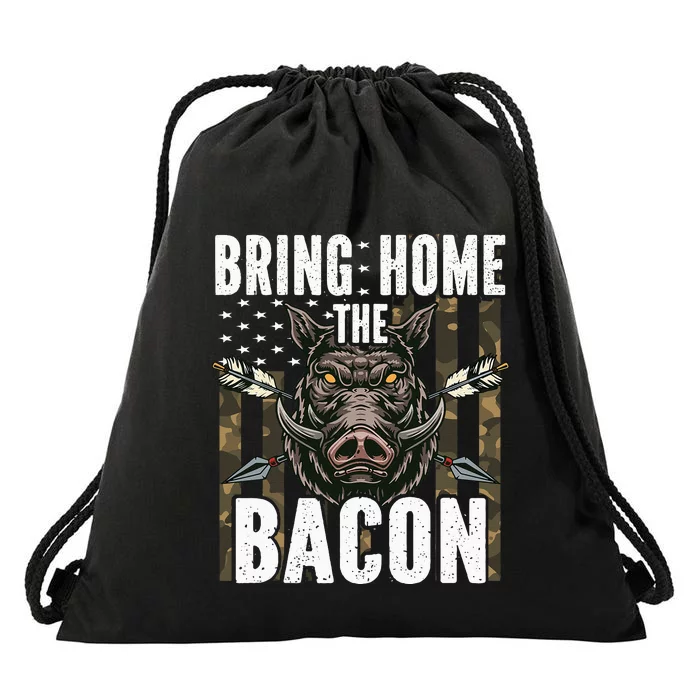 Bring Home The Bacon Hog Hunting Boar Wild Pig Hunter Drawstring Bag