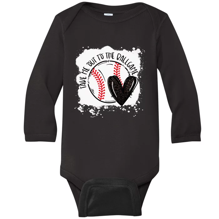 Ball Heart Take Me Out To Ball Game Ball Season Baby Long Sleeve Bodysuit