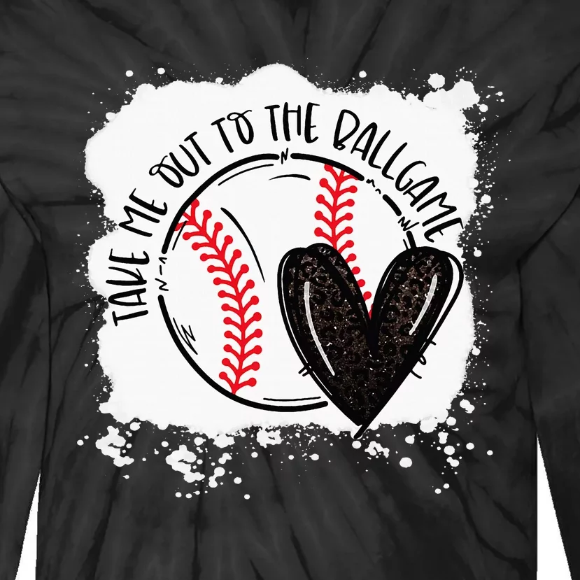 Ball Heart Take Me Out To Ball Game Ball Season Tie-Dye Long Sleeve Shirt