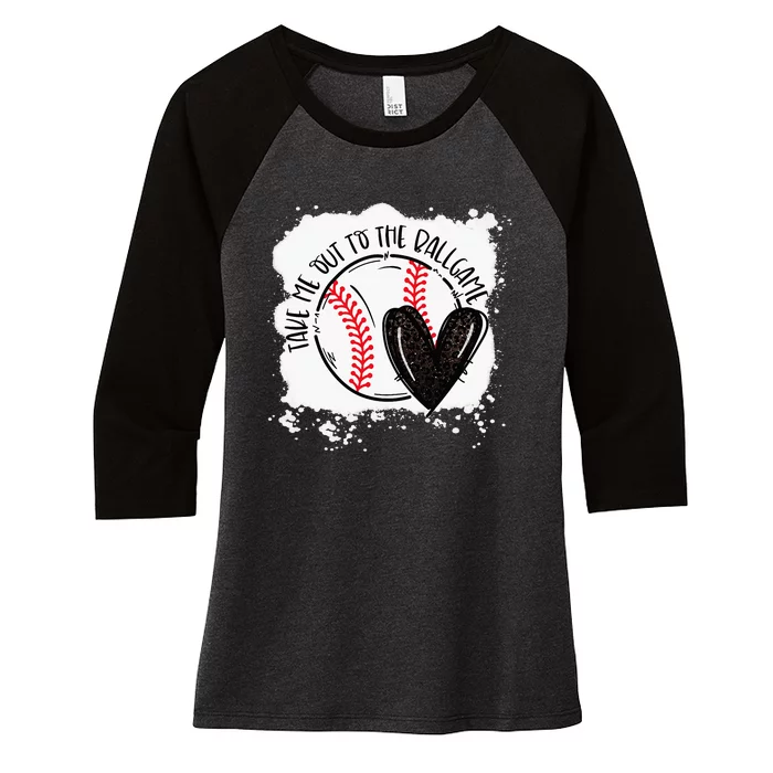 Ball Heart Take Me Out To Ball Game Ball Season Women's Tri-Blend 3/4-Sleeve Raglan Shirt