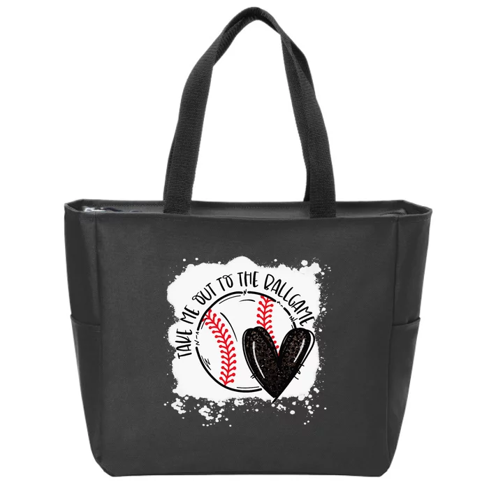 Ball Heart Take Me Out To Ball Game Ball Season Zip Tote Bag