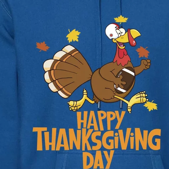 Best Happy Thanksgiving Day Funny Football Running Turkey Gift Premium Hoodie