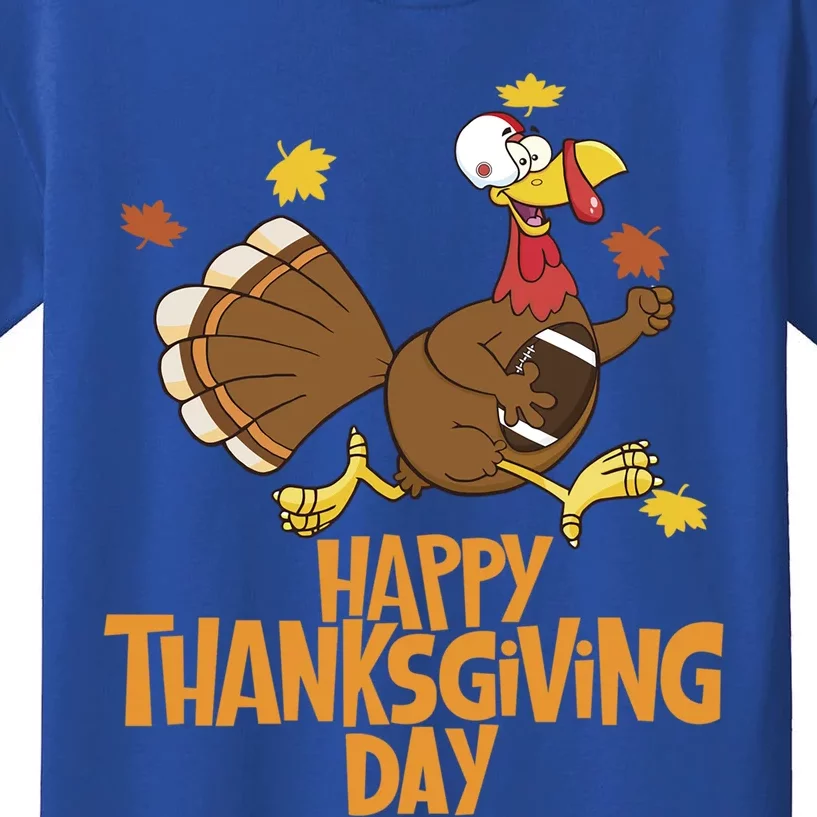 Best Happy Thanksgiving Day Funny Football Running Turkey Gift Kids T-Shirt