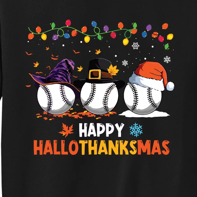 Baseball Halloween Thanksgiving Christmas Hallothanksmas Sweatshirt