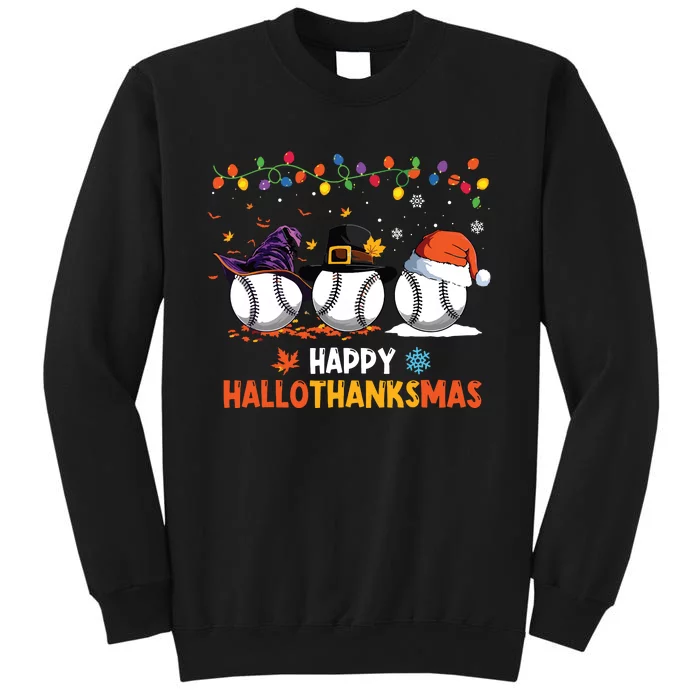 Baseball Halloween Thanksgiving Christmas Hallothanksmas Sweatshirt