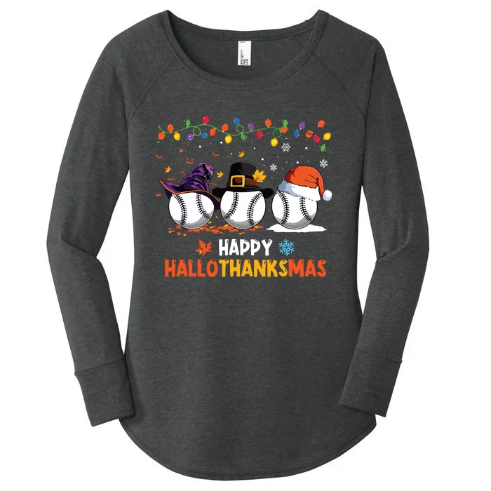 Baseball Halloween Thanksgiving Christmas Hallothanksmas Women's Perfect Tri Tunic Long Sleeve Shirt