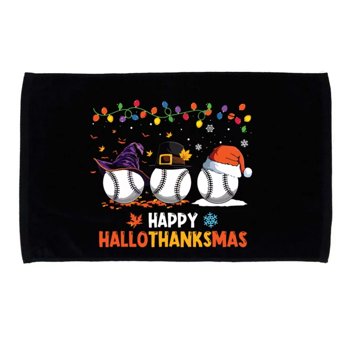 Baseball Halloween Thanksgiving Christmas Hallothanksmas Microfiber Hand Towel