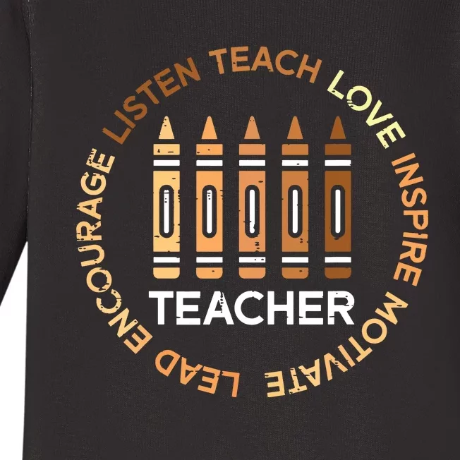 Black History Teacher Teach Love African American Women Baby Long Sleeve Bodysuit