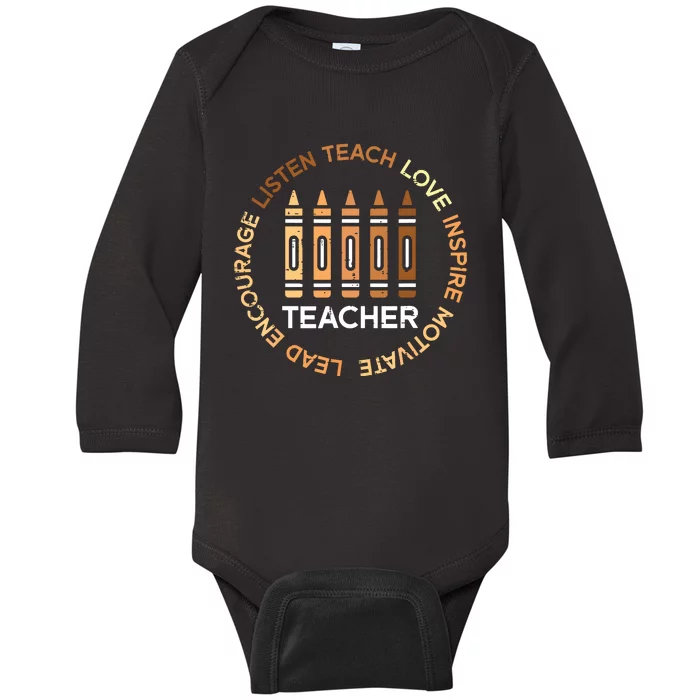 Black History Teacher Teach Love African American Women Baby Long Sleeve Bodysuit