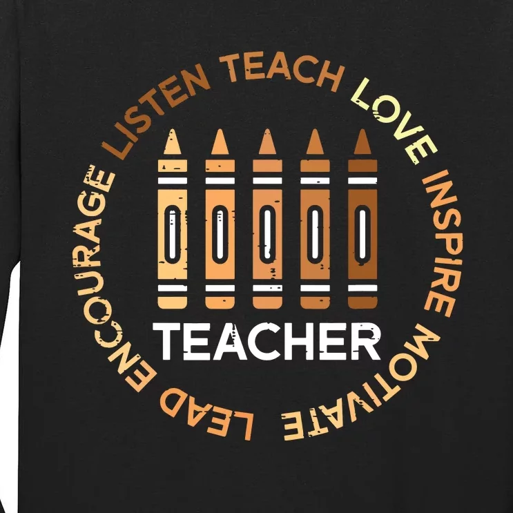 Black History Teacher Teach Love African American Women Tall Long Sleeve T-Shirt