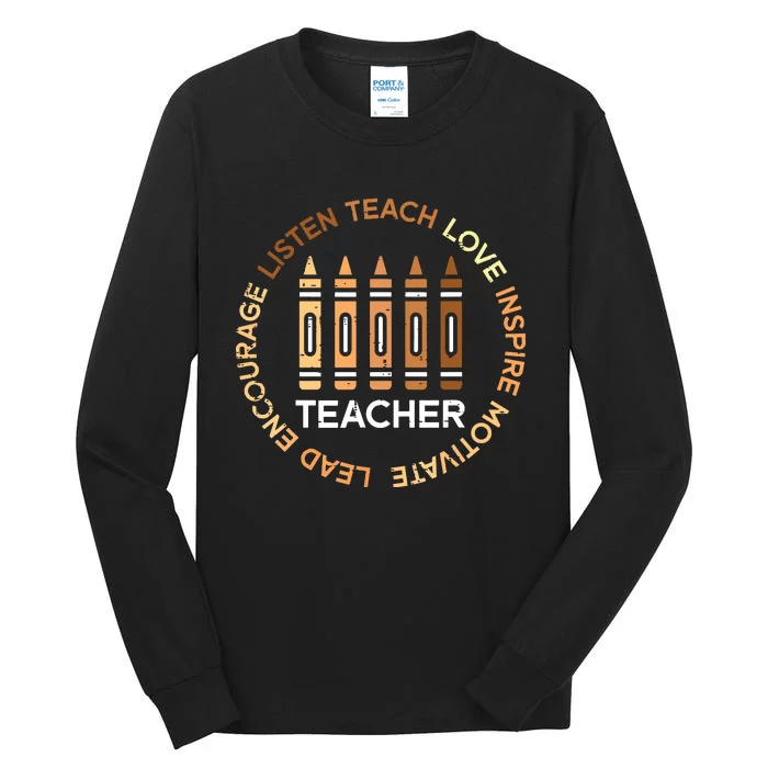 Black History Teacher Teach Love African American Women Tall Long Sleeve T-Shirt