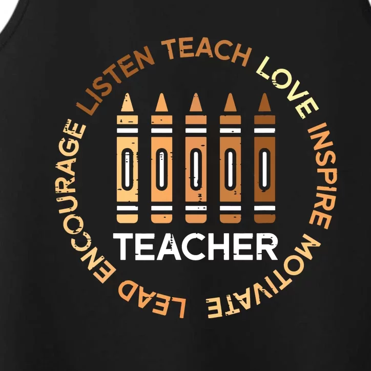 Black History Teacher Teach Love African American Women Performance Tank