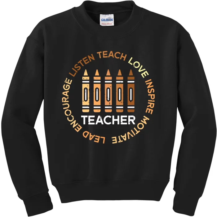 Black History Teacher Teach Love African American Women Kids Sweatshirt