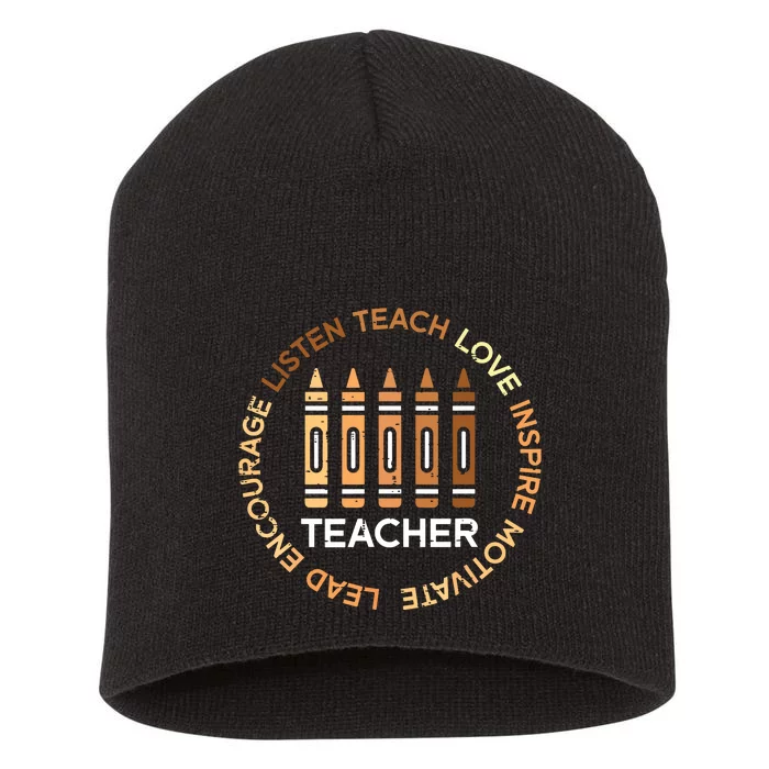 Black History Teacher Teach Love African American Women Short Acrylic Beanie