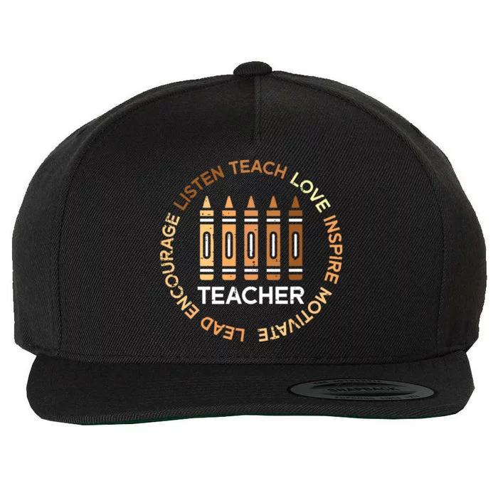 Black History Teacher Teach Love African American Women Wool Snapback Cap