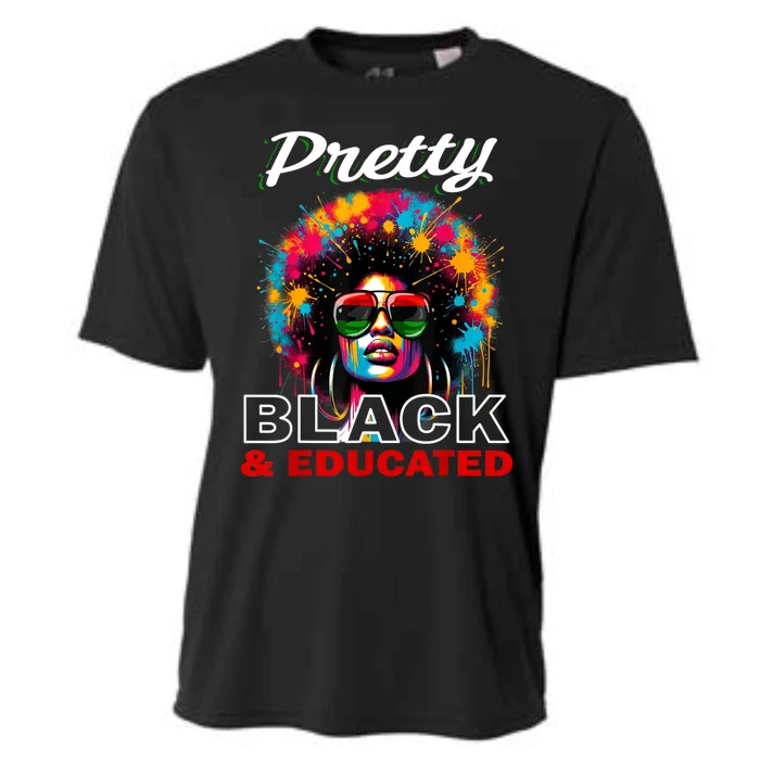 Black History T Shirts For Women Pretty Black And Educated Cooling Performance Crew T-Shirt