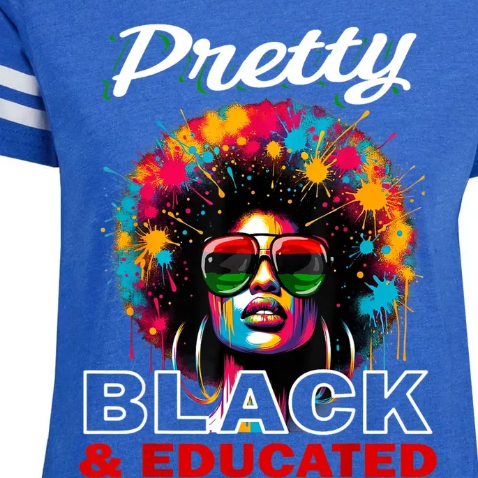 Black History T Shirts For Women Pretty Black And Educated Enza Ladies Jersey Football T-Shirt