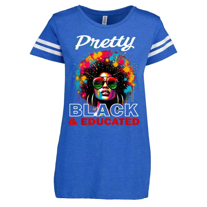 Black History T Shirts For Women Pretty Black And Educated Enza Ladies Jersey Football T-Shirt