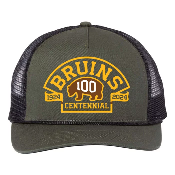 Bruins Hockey Team 100th Season Hockey 2024 Retro Rope Trucker Hat Cap