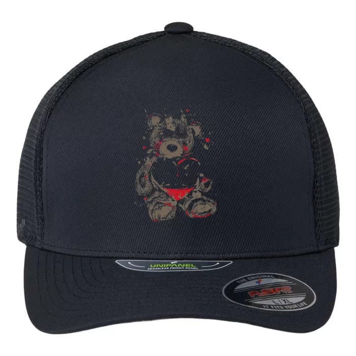 Broken Hearted Teddy Bear Costume Cool Easy Halloween Gift Flexfit Unipanel Trucker Cap