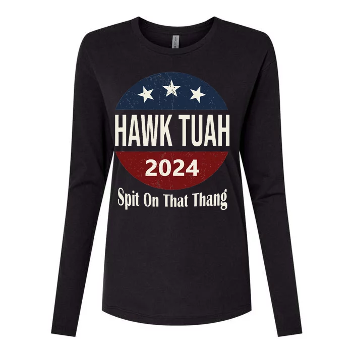 Bold Hawk Tuah Funny Statement Womens Cotton Relaxed Long Sleeve T-Shirt