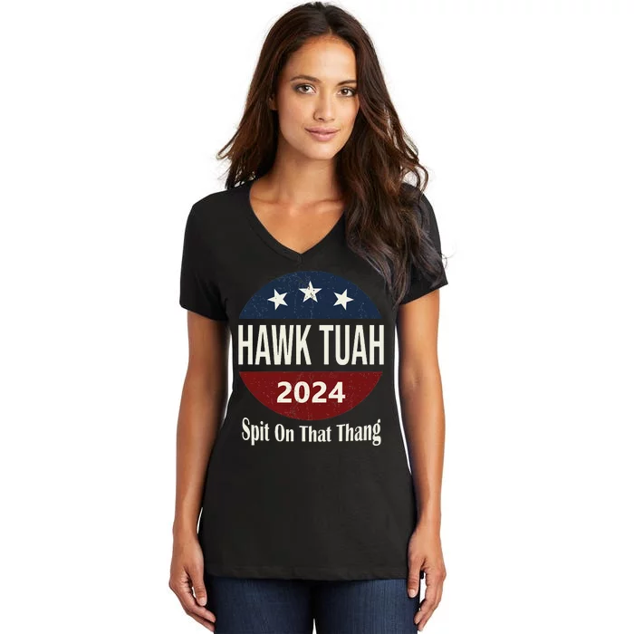 Bold Hawk Tuah Funny Statement Women's V-Neck T-Shirt